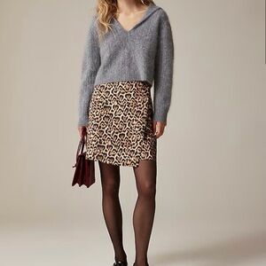 J Crew Leopard-print wrap skirt in duchesse satin (4)